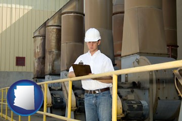 a mechanical contractor inspecting an industrial ventilation system - with Arizona icon